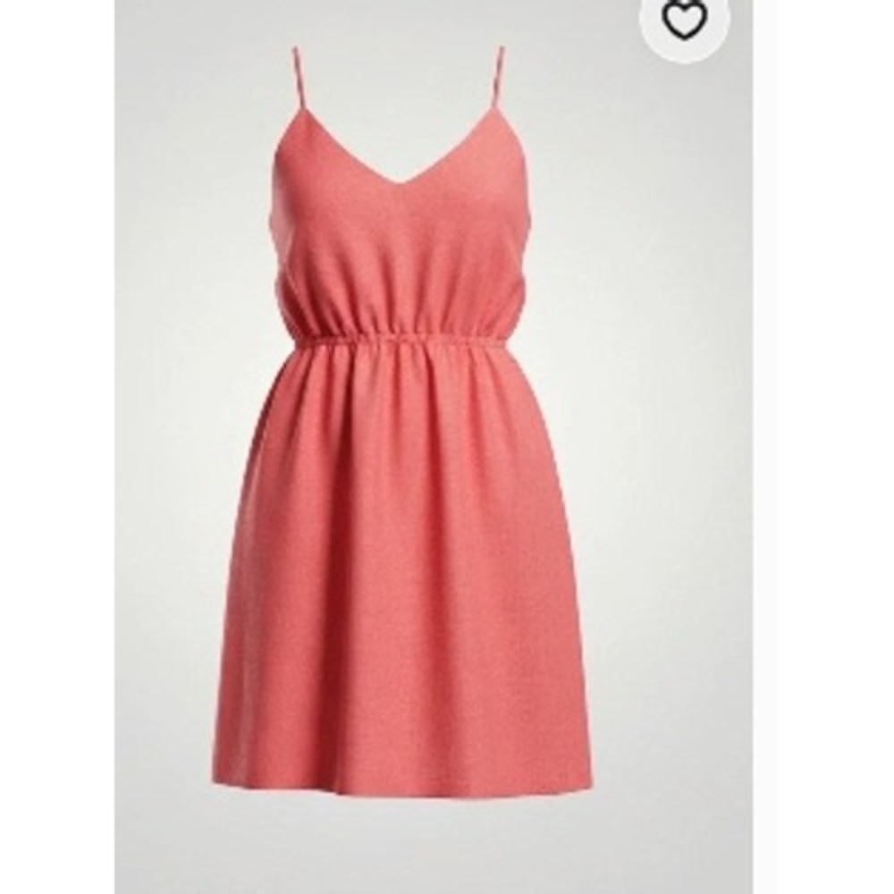 J.Crew Womens Coral Red Linen V-Neck Spaghetti Strap Mini Dress‎ G6182 Size S